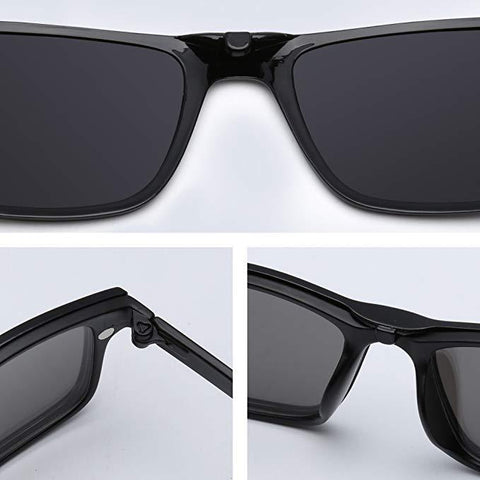 Image of Lunettes de soleil carré 6 en 1 magnétiques optiques polarisées