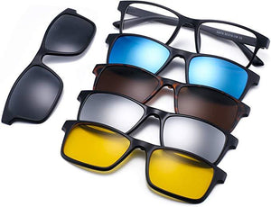 Lunettes de soleil carré 6 en 1 magnétiques optiques polarisées
