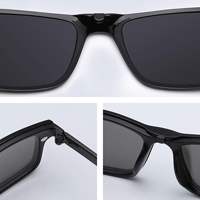 Lunettes de soleil carré 6 en 1 magnétiques optiques polarisées